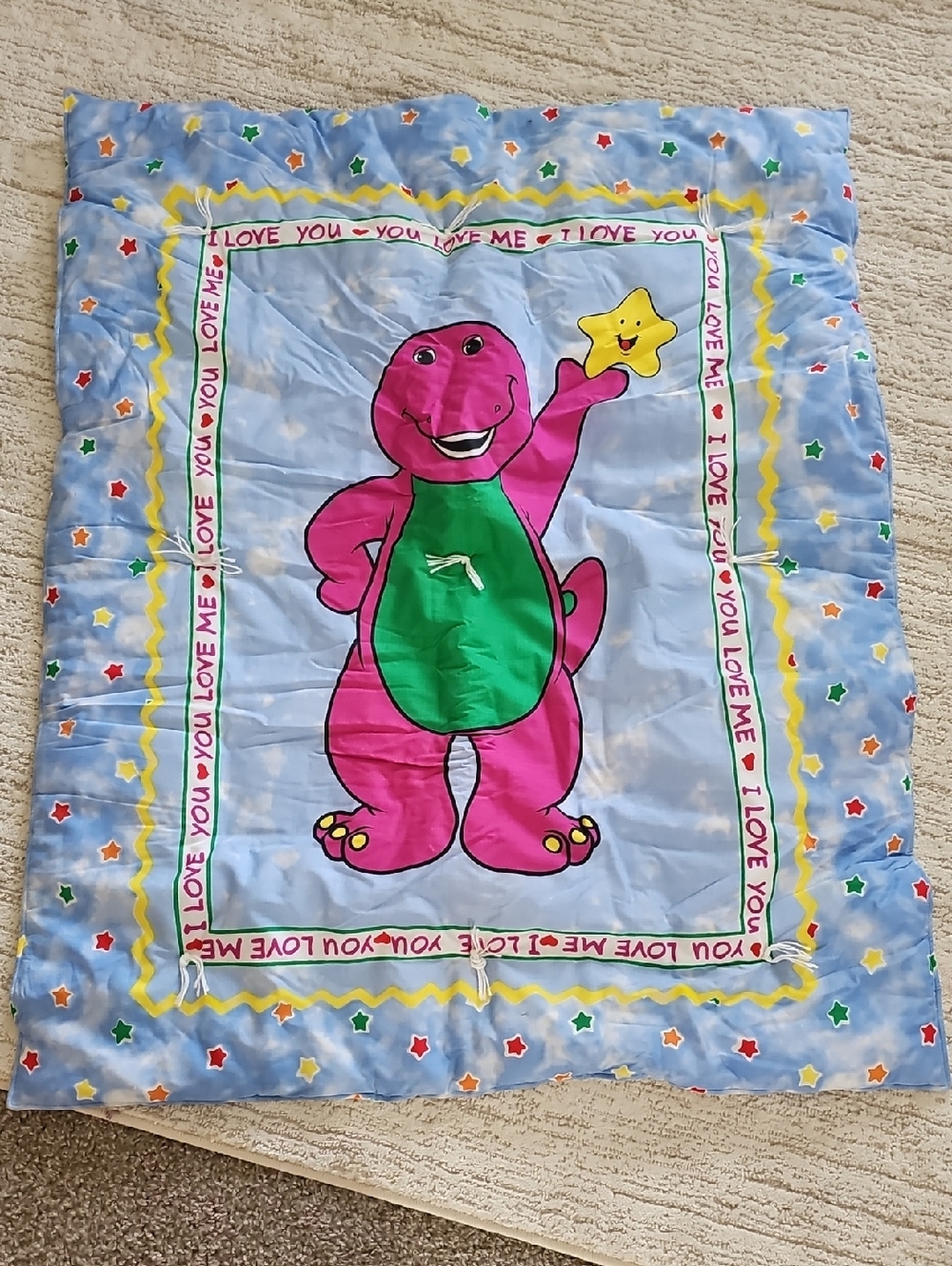 Vintage Barney Crib Blanket Quilt
